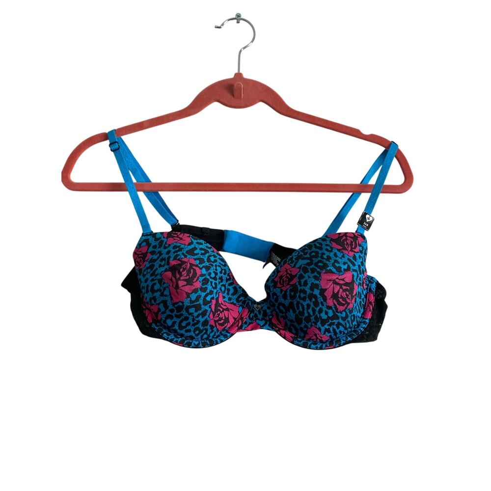 Blue and hot pink cheetah bra 36B